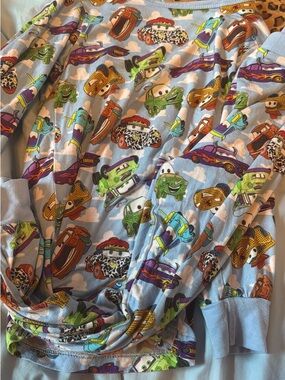 Kids Light Blue Cars Pattern Long Sleeve bamboo pj set